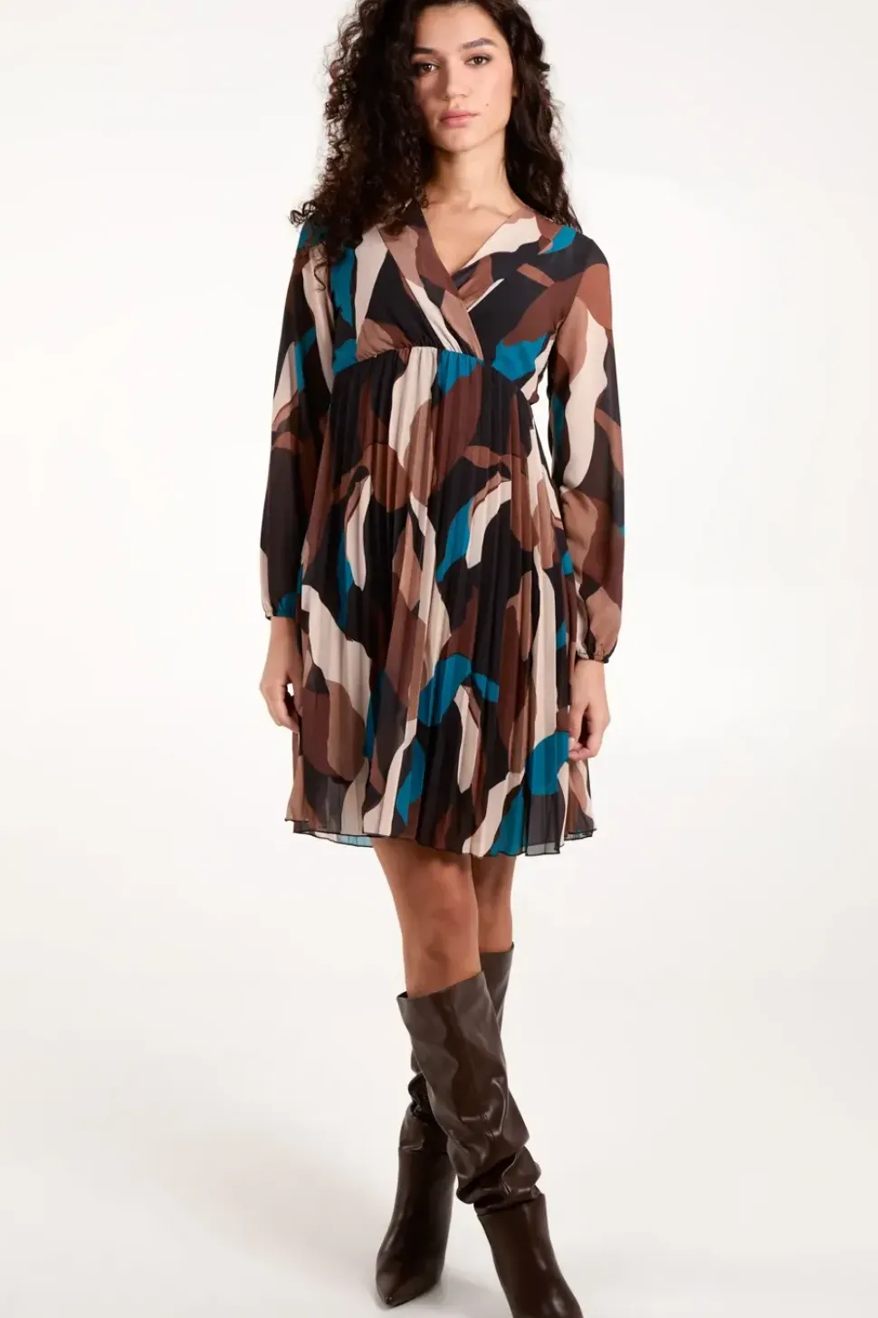 Pleated Wrap Dress