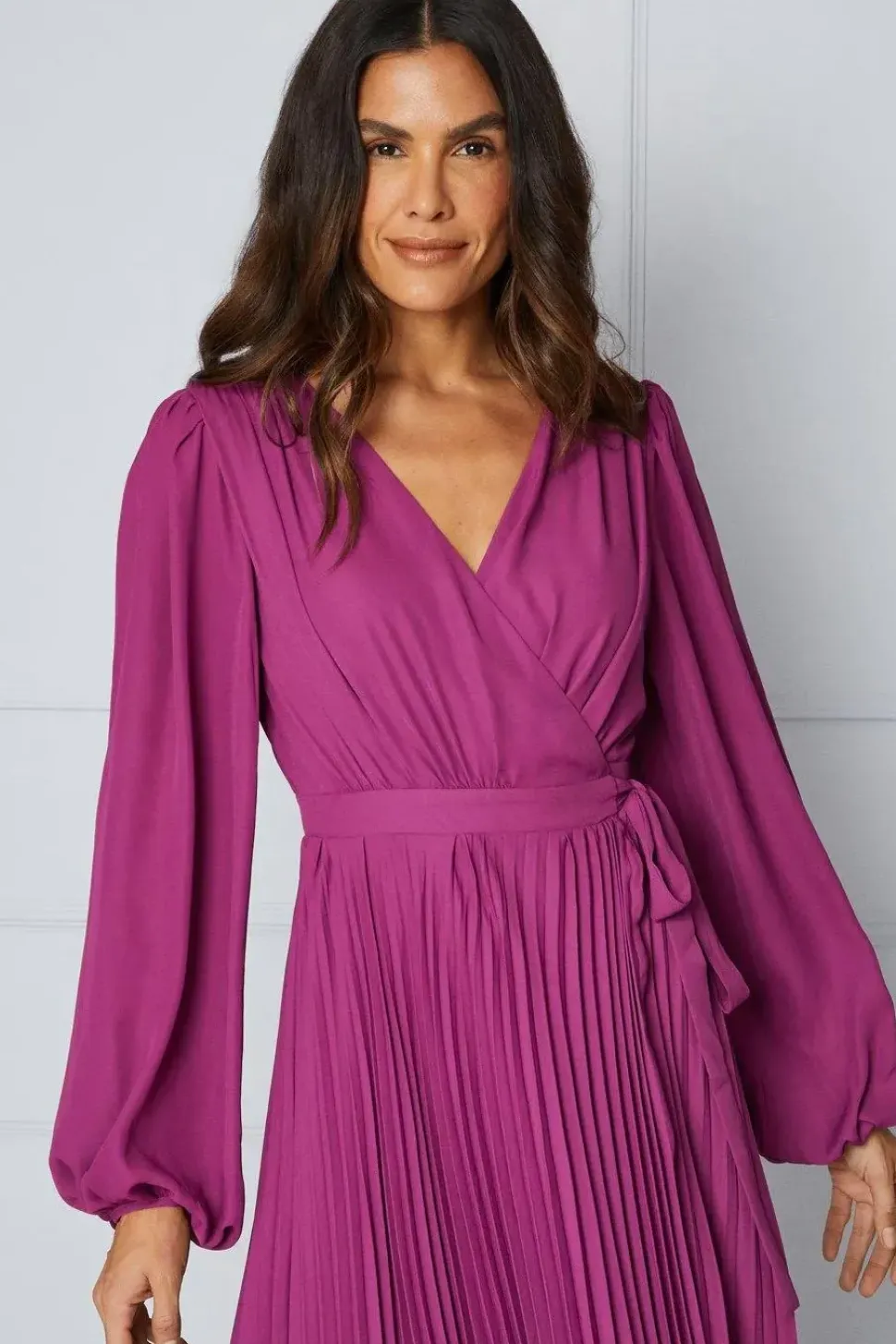 Pleated Wrap Midaxi Dress