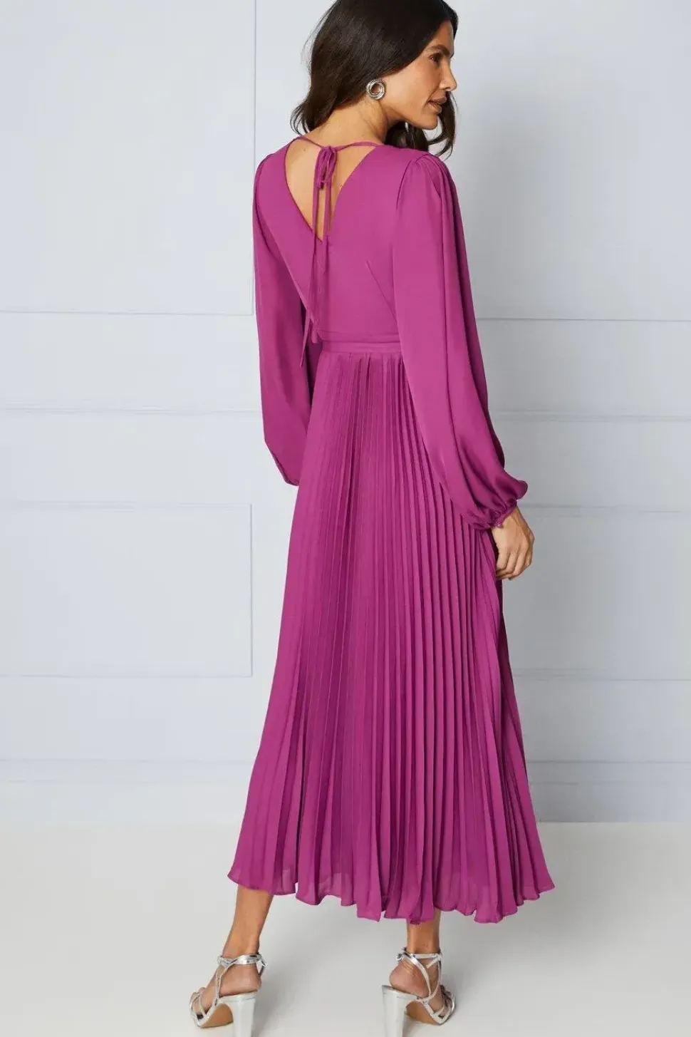Pleated Wrap Midaxi Dress