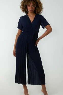 Pleated Wrapover Jumpsuit