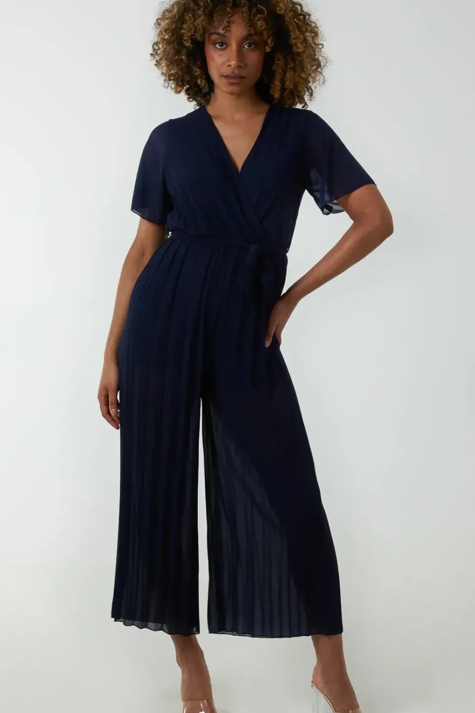 Pleated Wrapover Jumpsuit