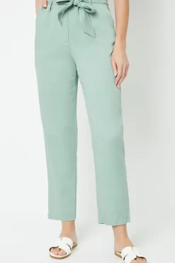 Pleat Front Belted Tapered Trouser