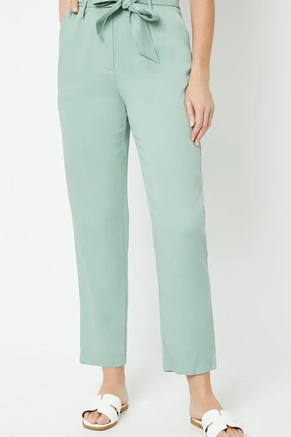Pleat Front Belted Tapered Trouser