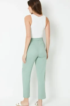 Pleat Front Belted Tapered Trouser