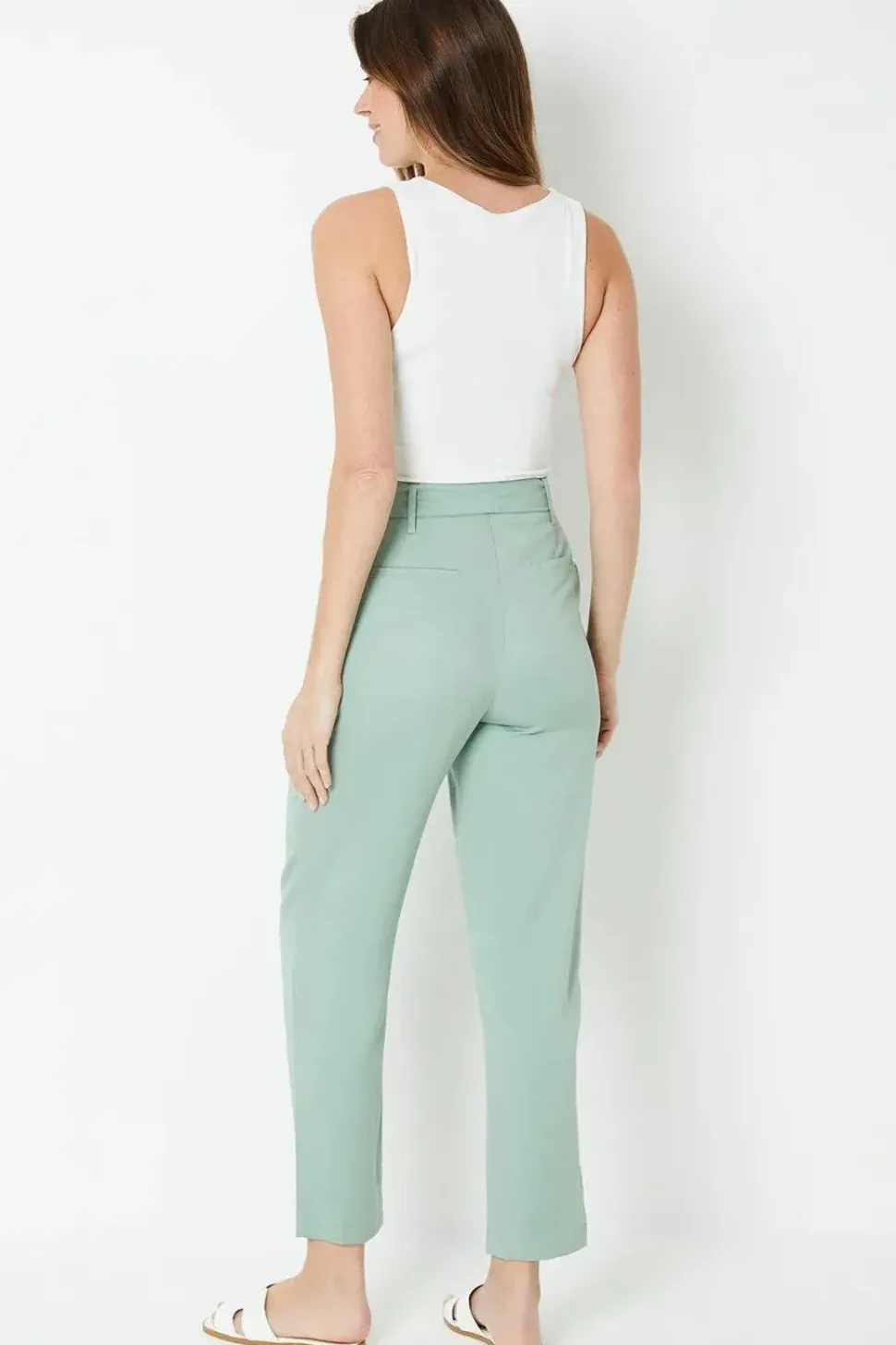 Pleat Front Belted Tapered Trouser