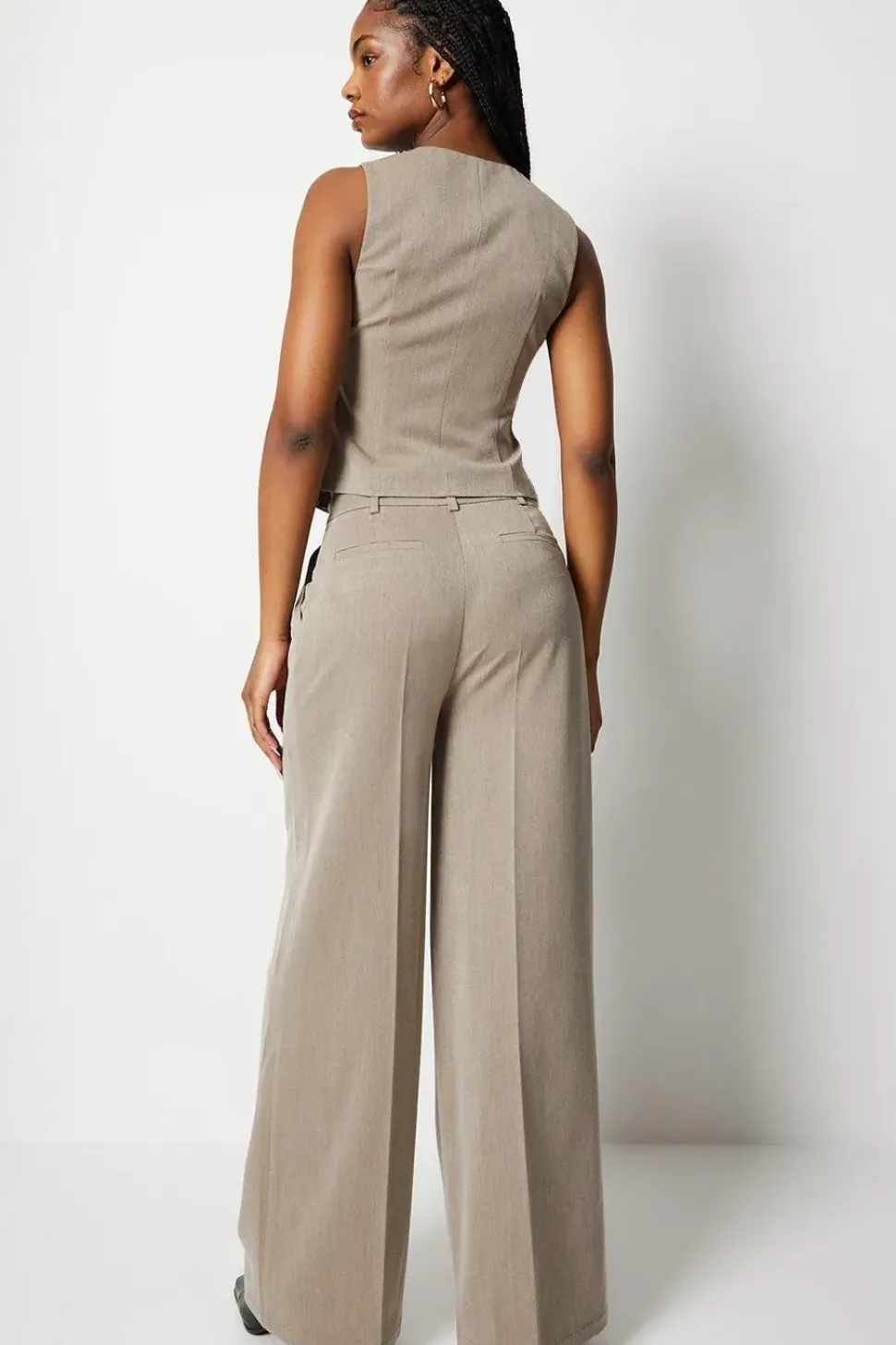 Pleat Front Wide Leg Trousers