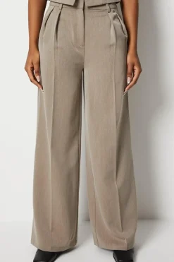 Pleat Front Wide Leg Trousers