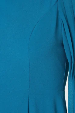 Pleat Mix Long Sleeve Midaxi Wedding Guest Dress