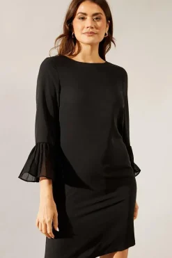 Pleat Sleeve Shift Dress