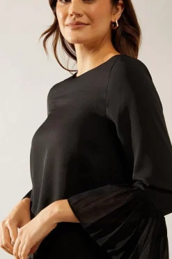 Pleat Sleeve Shift Dress