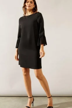 Pleat Sleeve Shift Dress