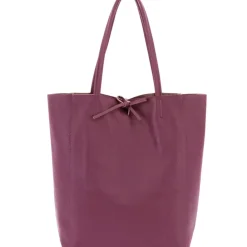 Plum Pebbled Leather Tote Shopper | BRILX