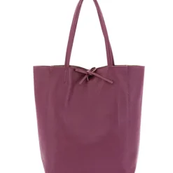 Plum Pebbled Leather Tote Shopper | BRILX