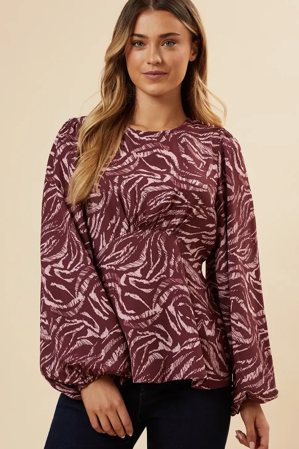 Plum Zebra Tea Blouse