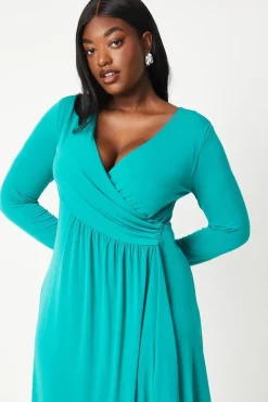 Plus Cross Front Jersey Midi Dress