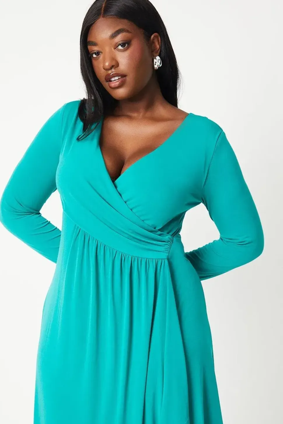 Plus Cross Front Jersey Midi Dress