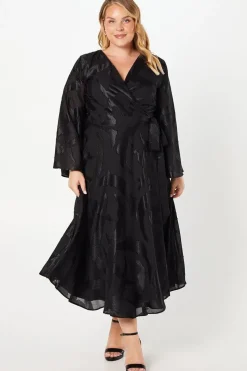Plus Dip Hem Wrap Midi Dress
