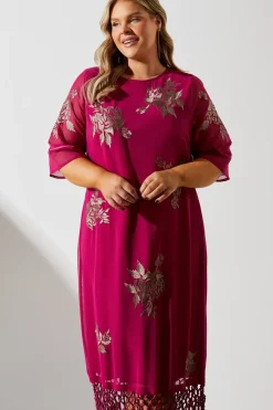 Plus Fringe Hem Embellished Shift Dress