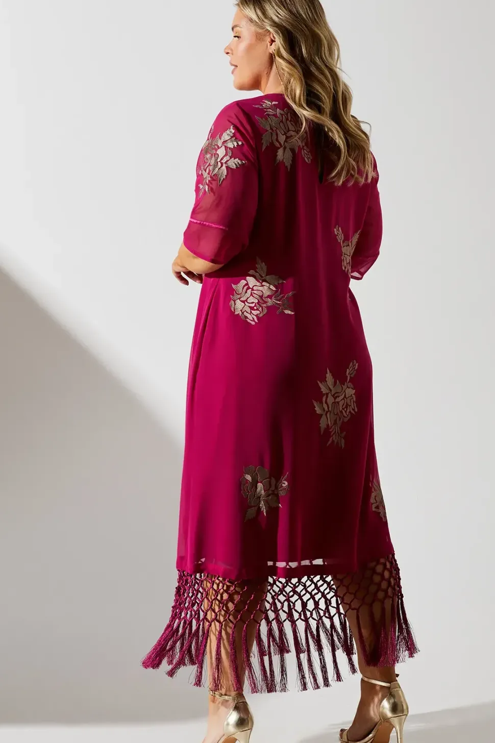 Plus Fringe Hem Embellished Shift Dress