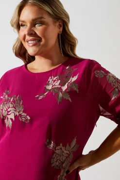 Plus Fringe Hem Embellished Shift Dress