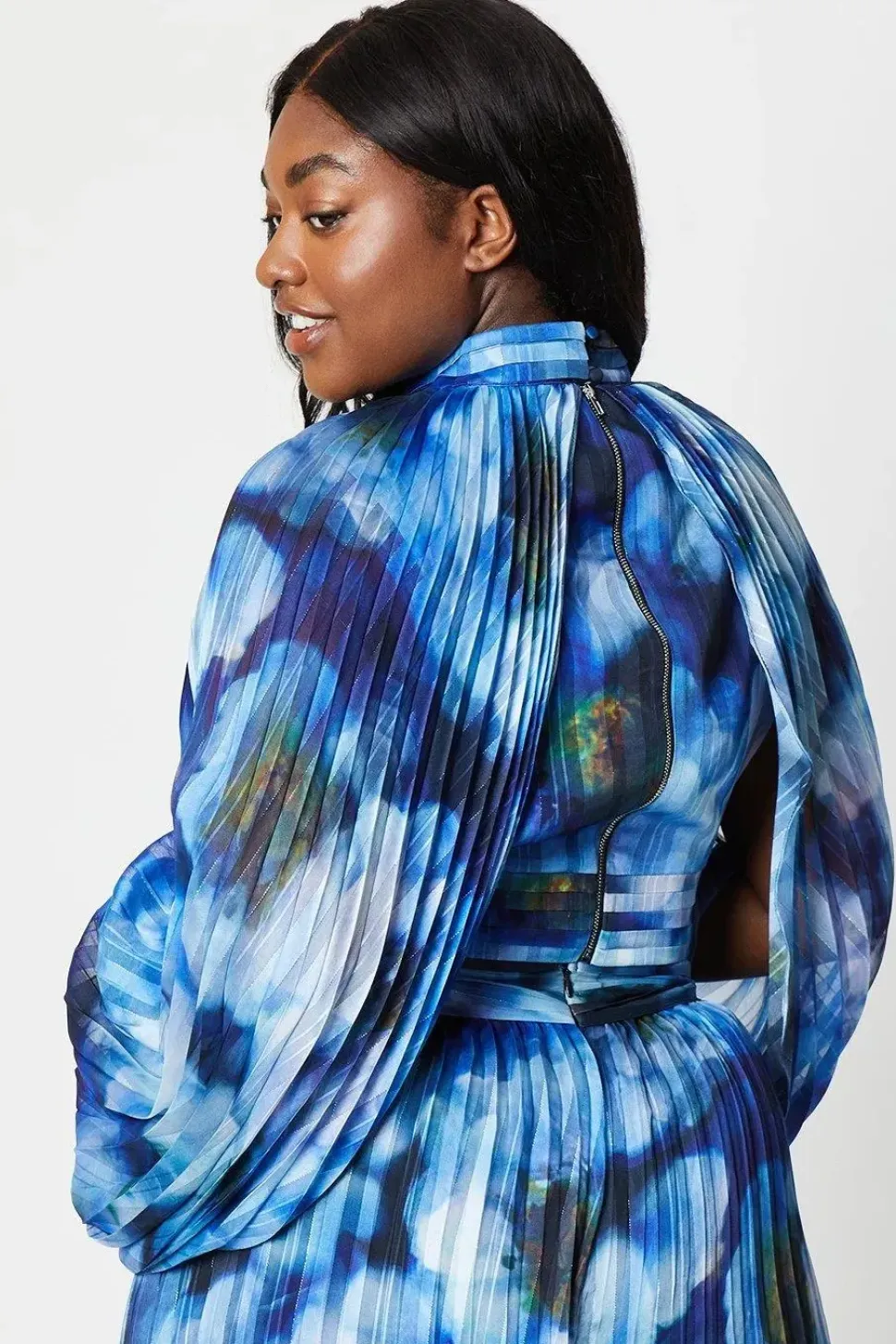 Plus Georgette High Neck Top With Blouson Sleeve