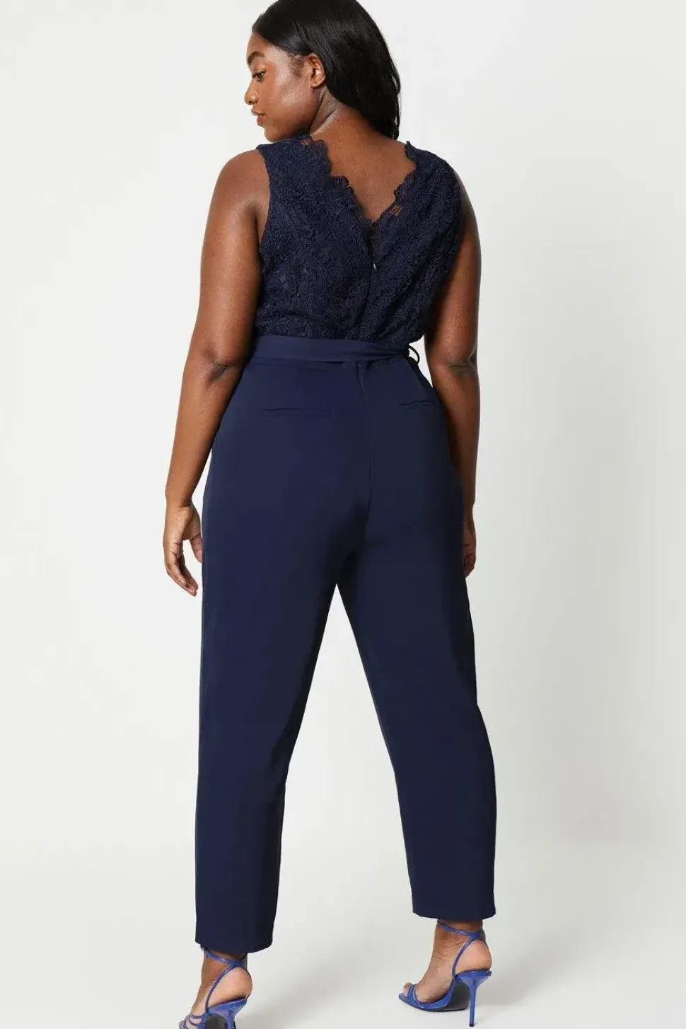 Plus Lace V Neck Jumpsuit