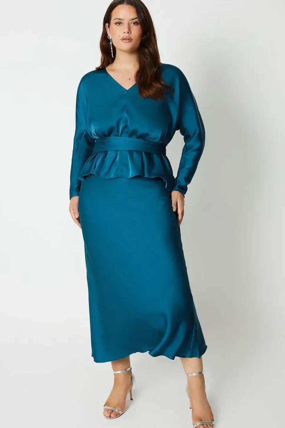 Plus Satin Maxi Skirt