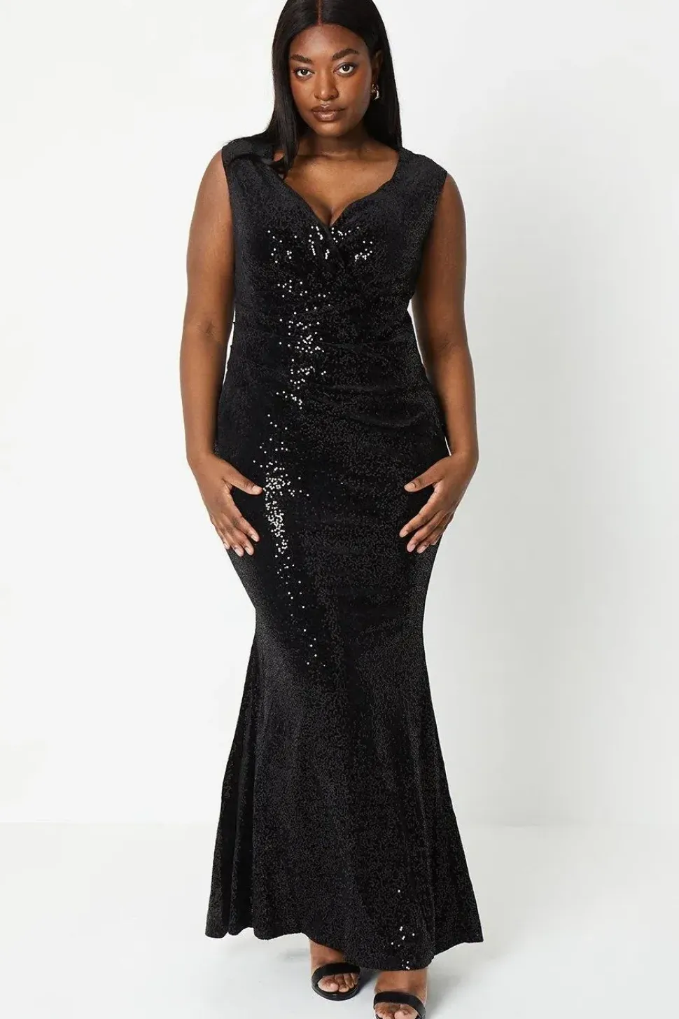 Plus Sequin Bardot Maxi Dress