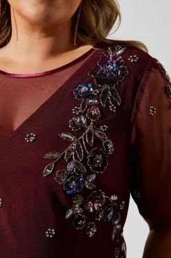 Plus Size Angel Sleeve Embellished Midaxi Dress
