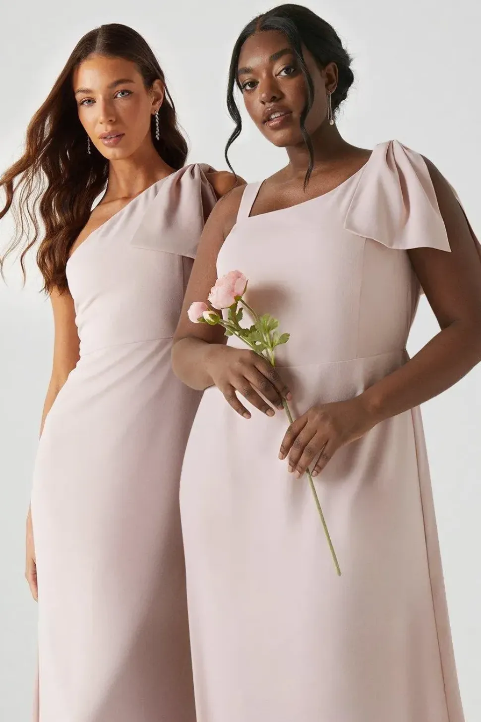 Plus Size Bow One Shoulder Bridesmaids Maxi Dress