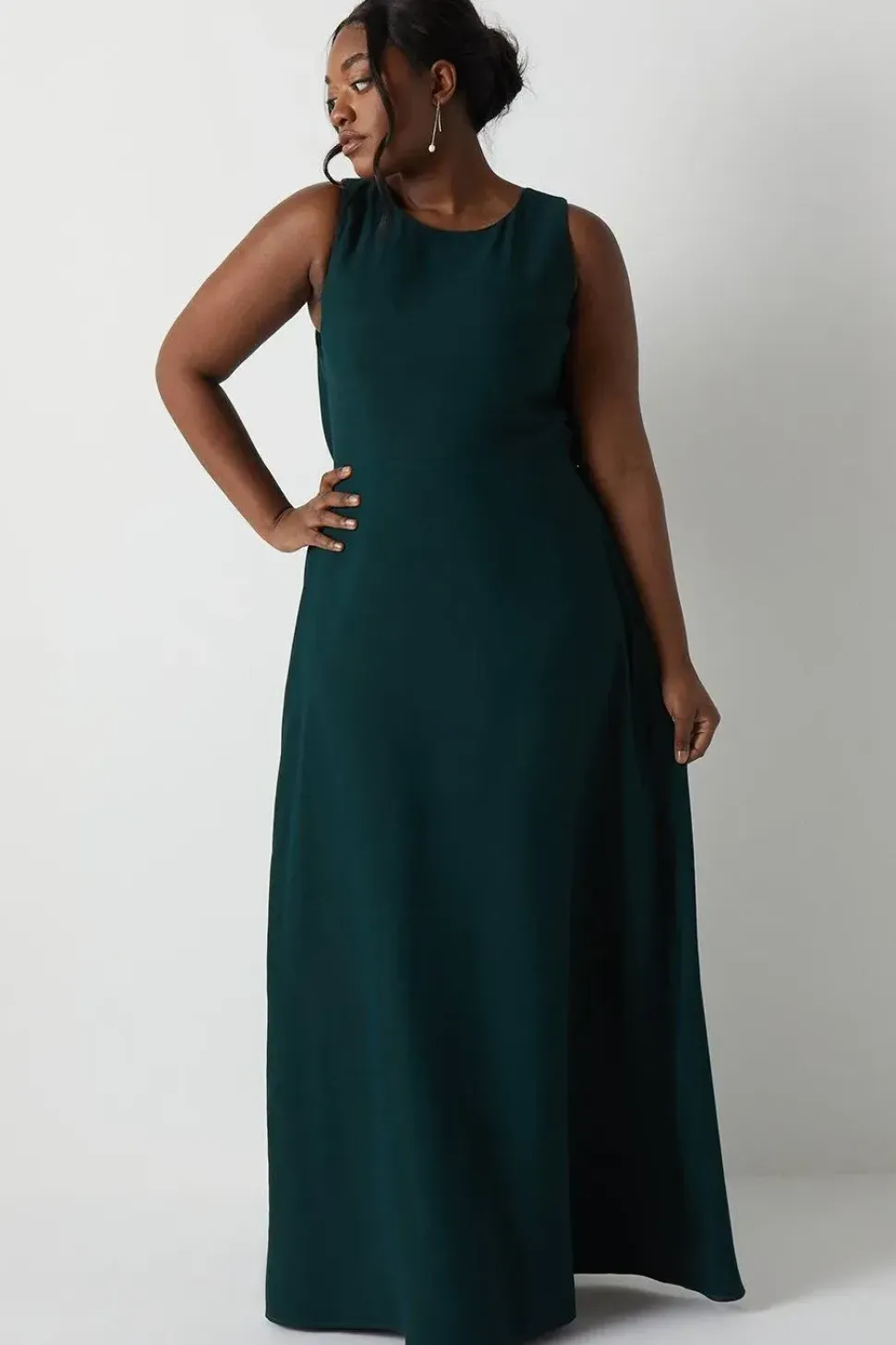 Plus Size Cowl Back Bridesmaid Maxi Dress