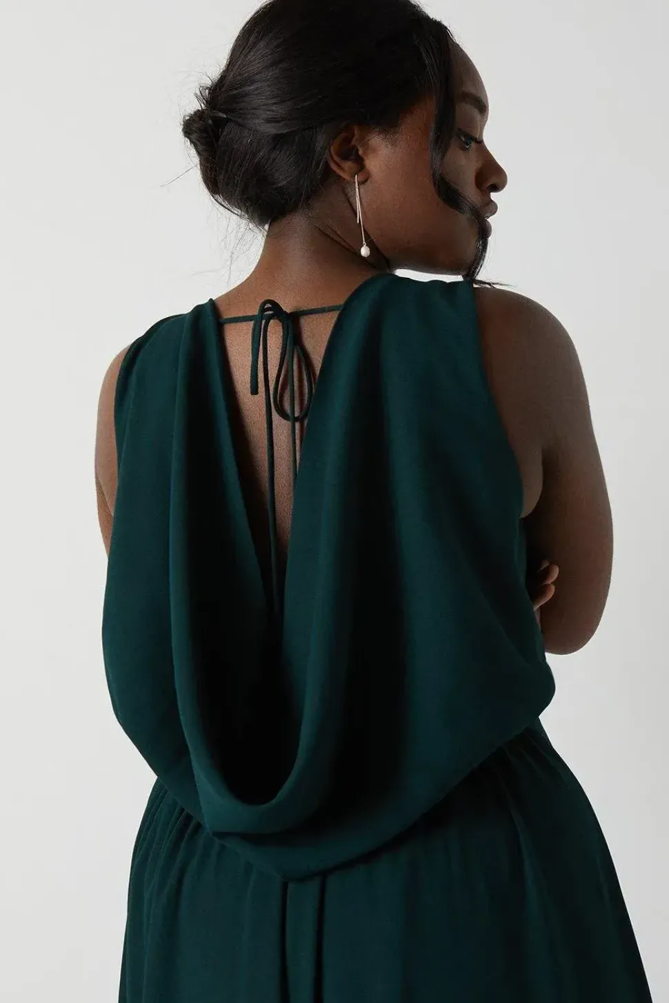 Plus Size Cowl Back Bridesmaid Maxi Dress