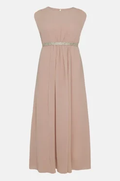 Plus Size Embellished Belt Maxi Dress