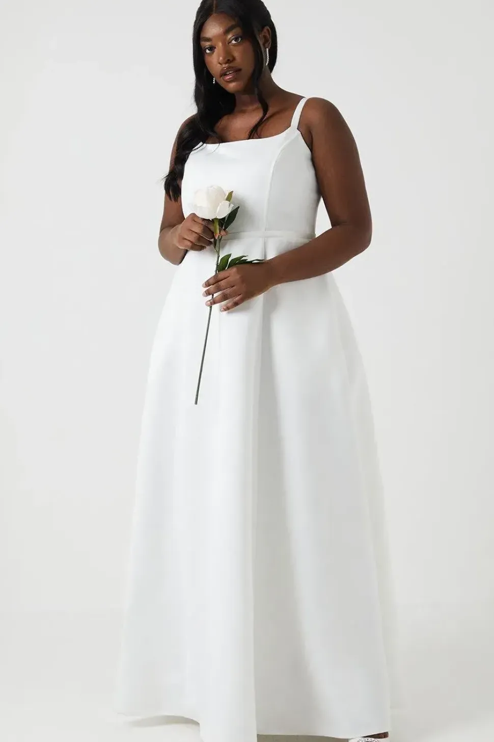 Plus Size Structured Satin Full Skirt Wedding Dress
