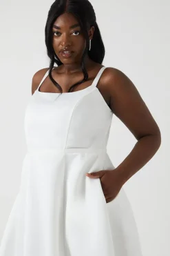 Plus Size Structured Satin Full Skirt Wedding Dress