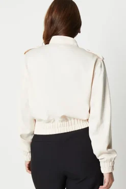 Pocket Detail Satin Bomber Jacket