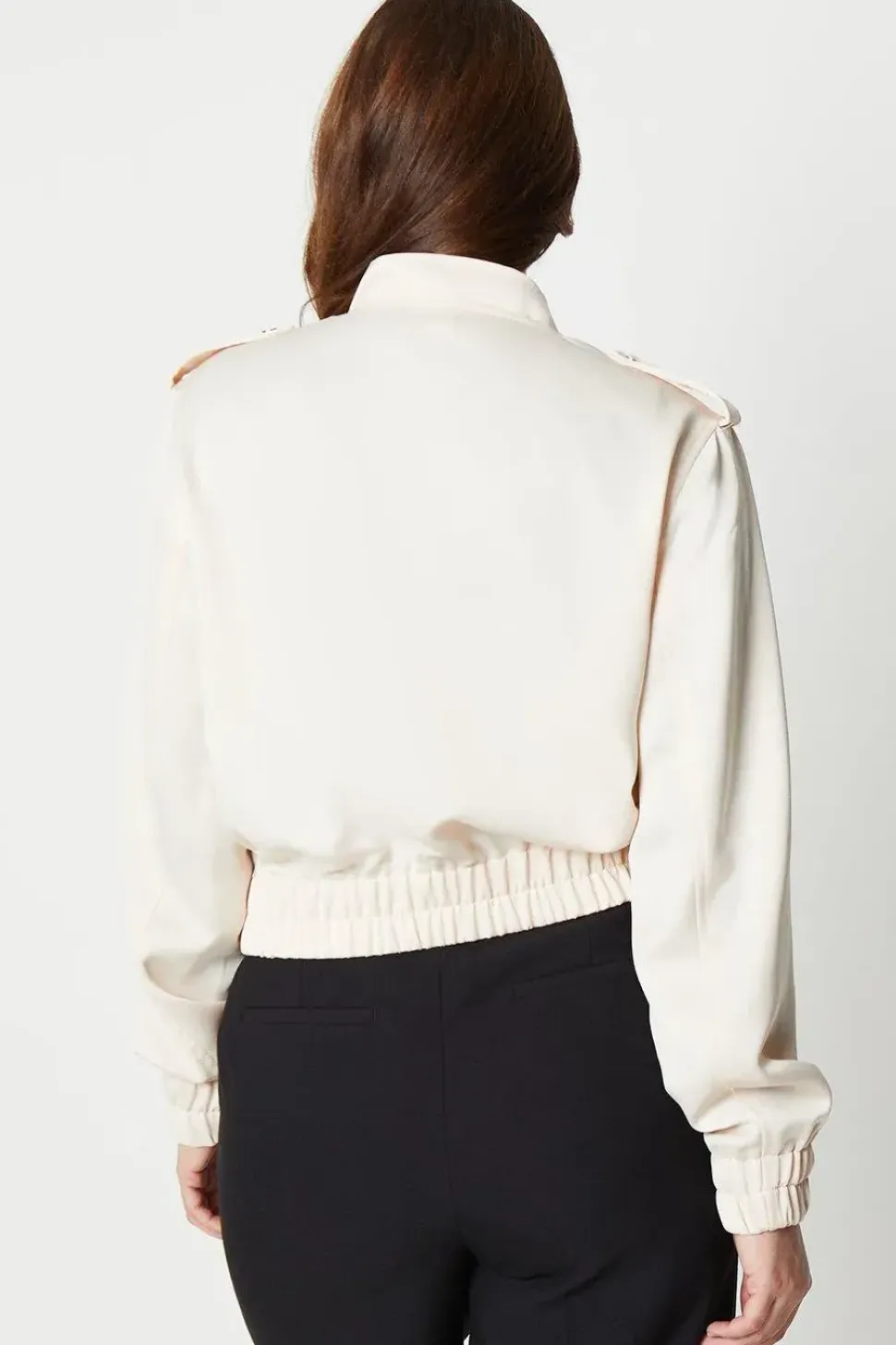 Pocket Detail Satin Bomber Jacket