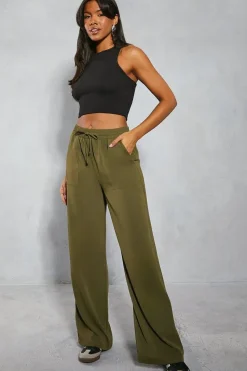 Pocket Detail Wide Leg Trousers