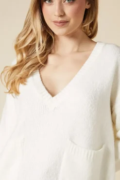 Pocket Front V Neck Jumper