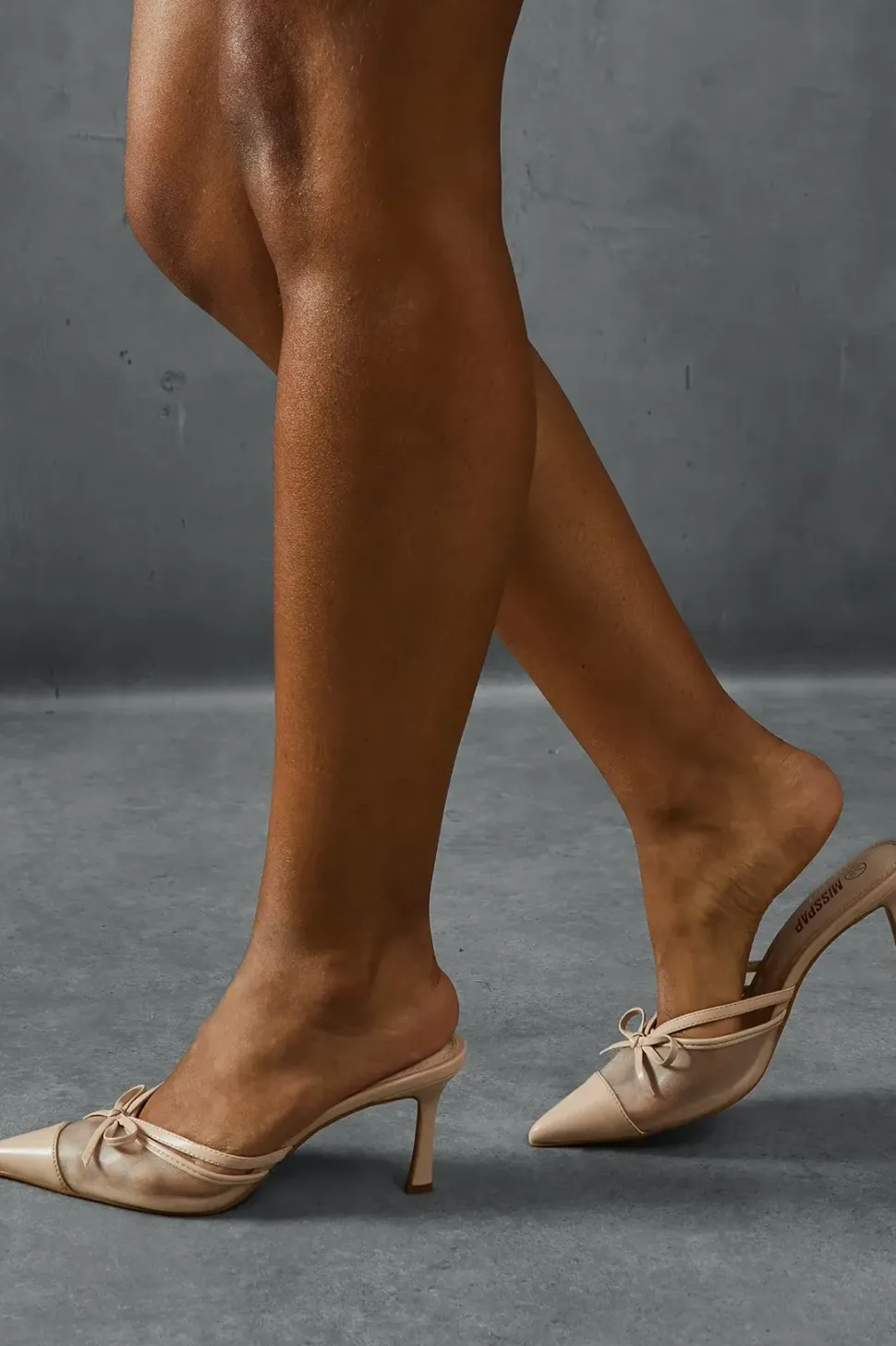 Pointed Mesh Bow Heels