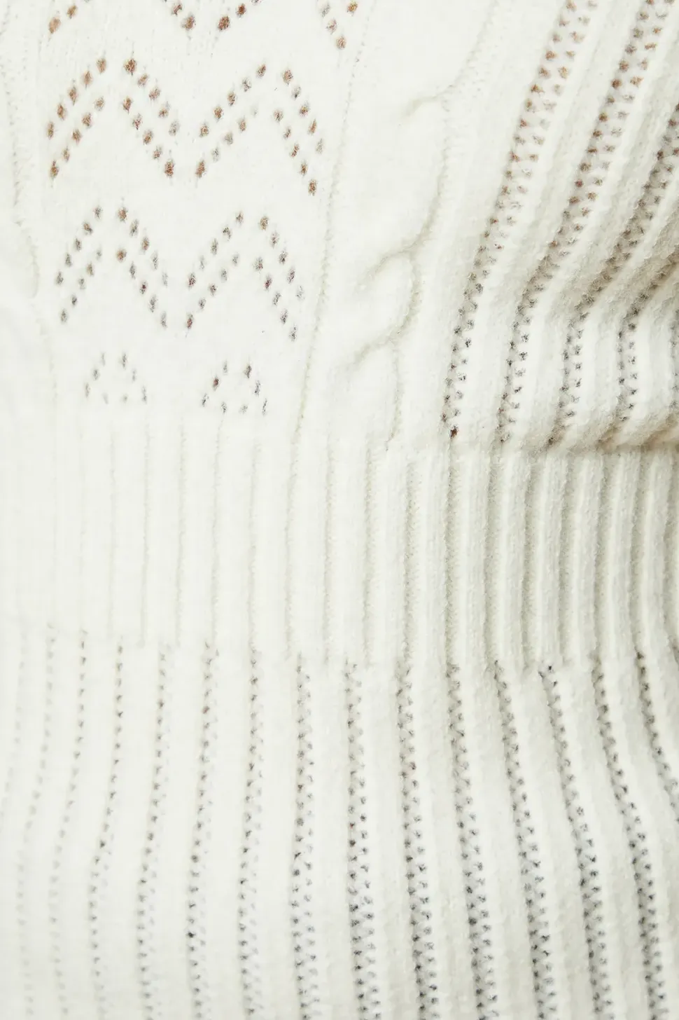 Pointelle And Cable Peplum V Neck Jumper