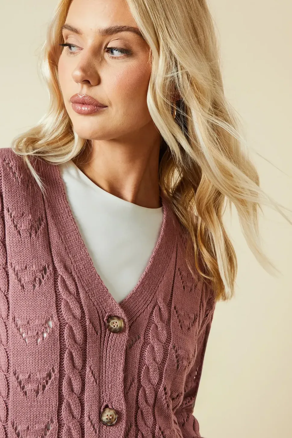 Pointelle Button Down Cardigan