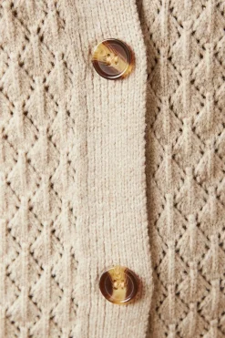 Pointelle Crew Neck Cardigan