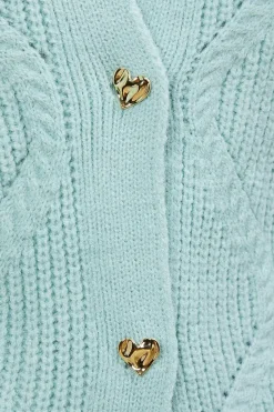 Pointelle Knitted Cardigan With Heart Buttons