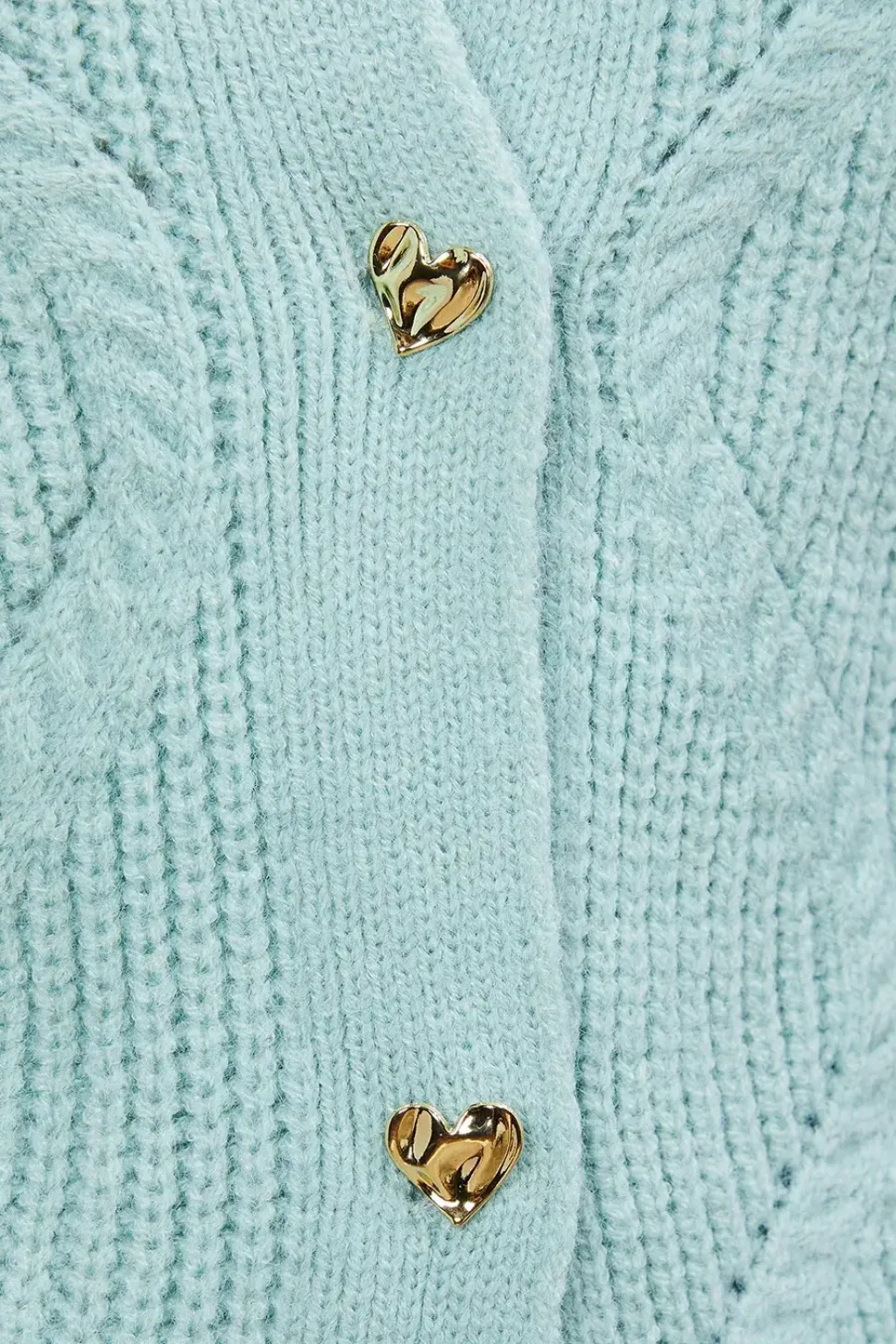 Pointelle Knitted Cardigan With Heart Buttons