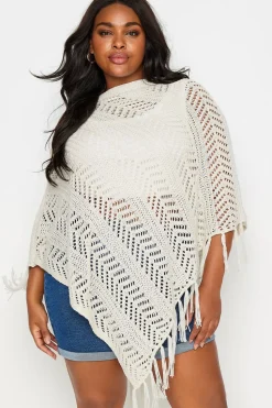 Pointelle Knitted Poncho Jumper