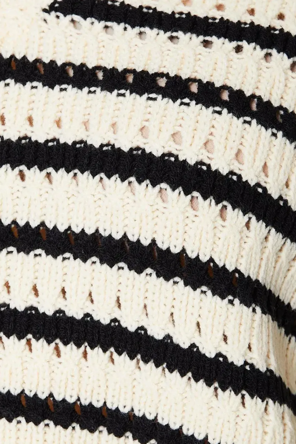 Pointelle Stripe V Neck Sweater