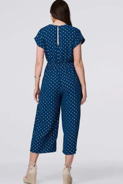Polka Dot Cropped V-Neck Jumpsuit