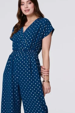 Polka Dot Cropped V-Neck Jumpsuit