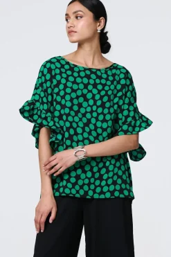 Polka Dot Frilled 1/2 Sleeve Blouse